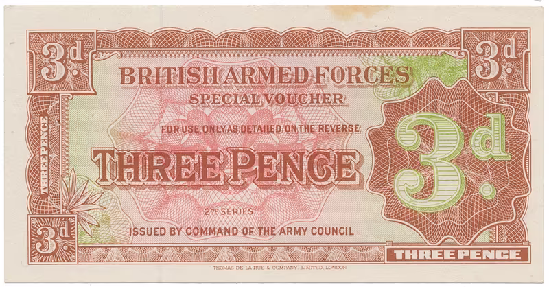Velká Británie, 3 Pence (1948), BAF - vojenské vydání, P.M16a