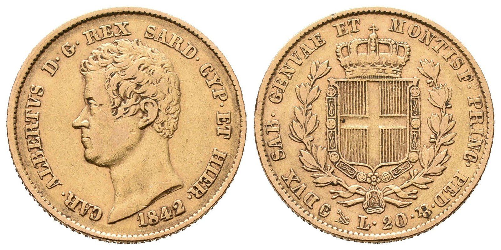 Sardínie, 20 Lira 1842 P