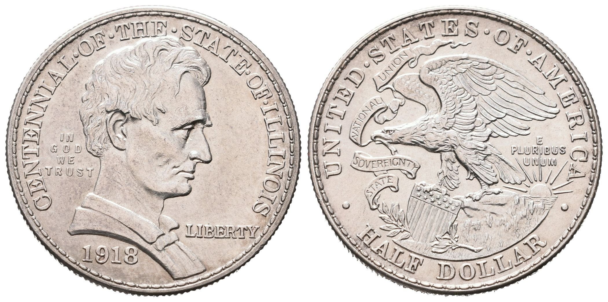 USA, 1/2 Dollar 1918 - Lincoln - Illinois Centennial