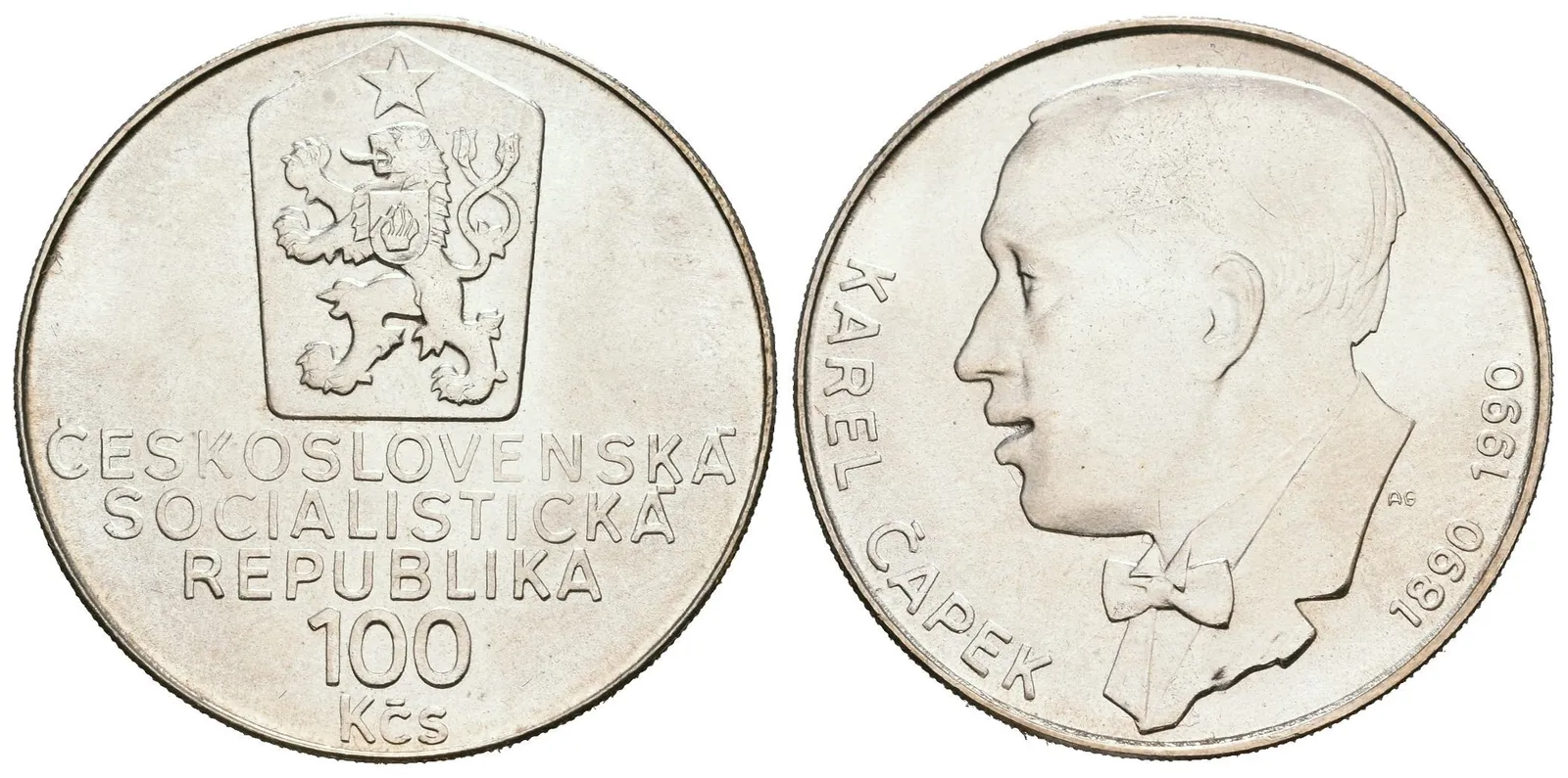 100 Kčs 1990 - Karel Čapek, ražební lesk — 1