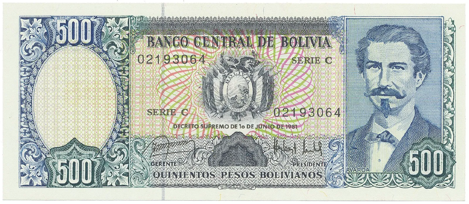 Bolívie, 500 Pesos Bolivianos (1981~1984), P.165a