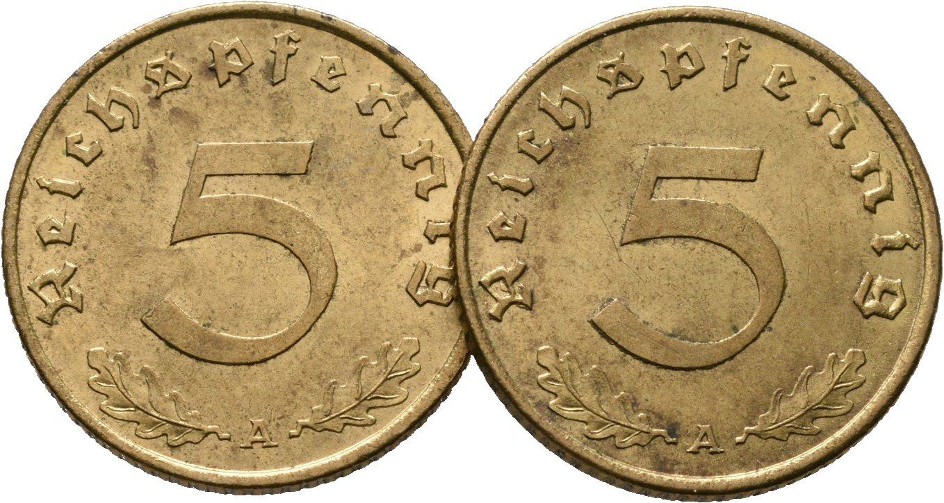 III. říše, 5 Pfennig 1938 A, lot