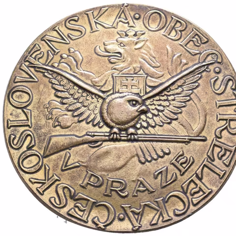 AE Medaile b.l. - Československá obec střelecká v Praze. Ms(?) 65 mm