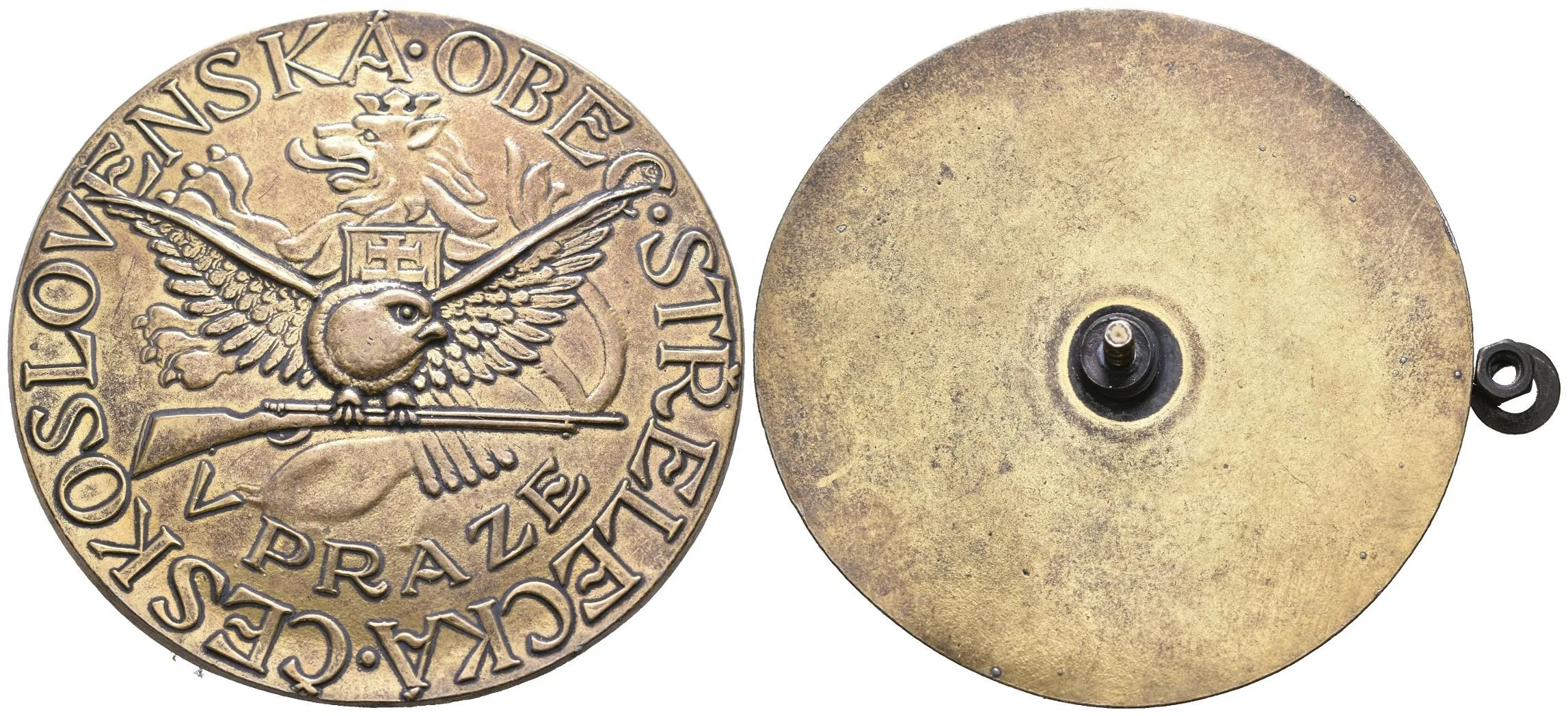 AE Medaile b.l. - Československá obec střelecká v Praze. Ms(?) 65 mm — 1
