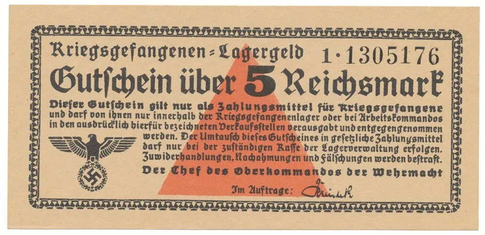 Německo - zajatecké tábory, 5 Reichsmark (1939~1945), Ro.520b