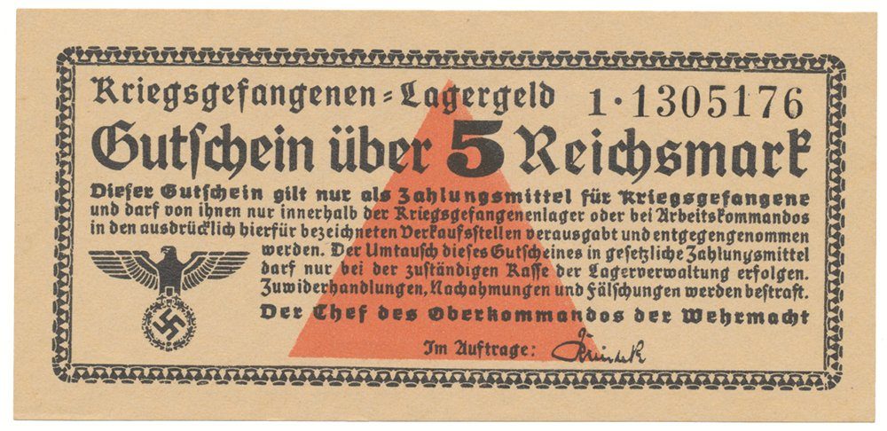 Německo - zajatecké tábory, 5 Reichsmark (1939~1945), Ro.520b