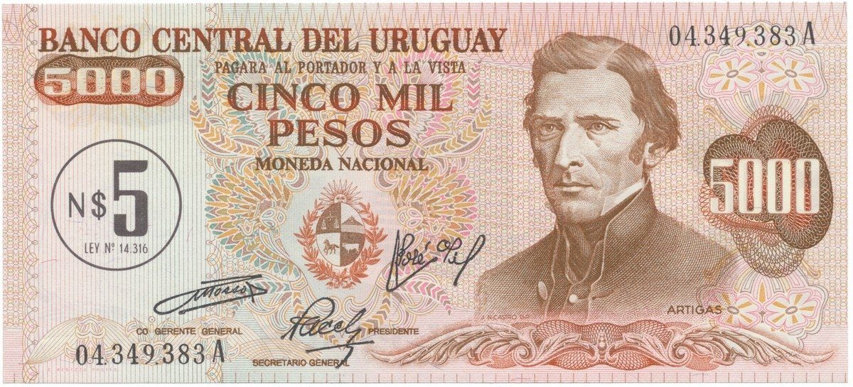 Uruguay, 5 Nuevos Pesos (1975), P.57