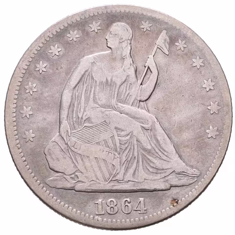 1/2 Dollar 1864, KM.A68, patina, rysky