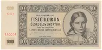 1000 Koruna 1945, I. vydání, série B, perforace 3 m.d., Hej.78bS1