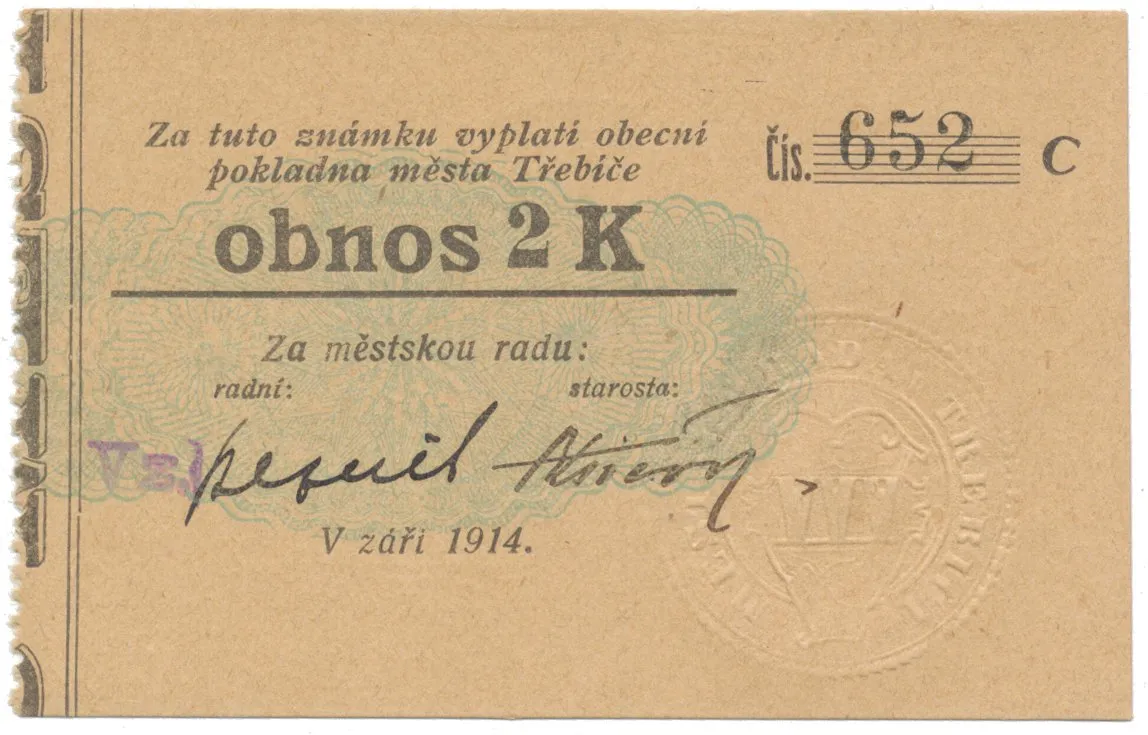 Třebíč - město, 2 K září 1914, silnější K, HH.223.5.11b1