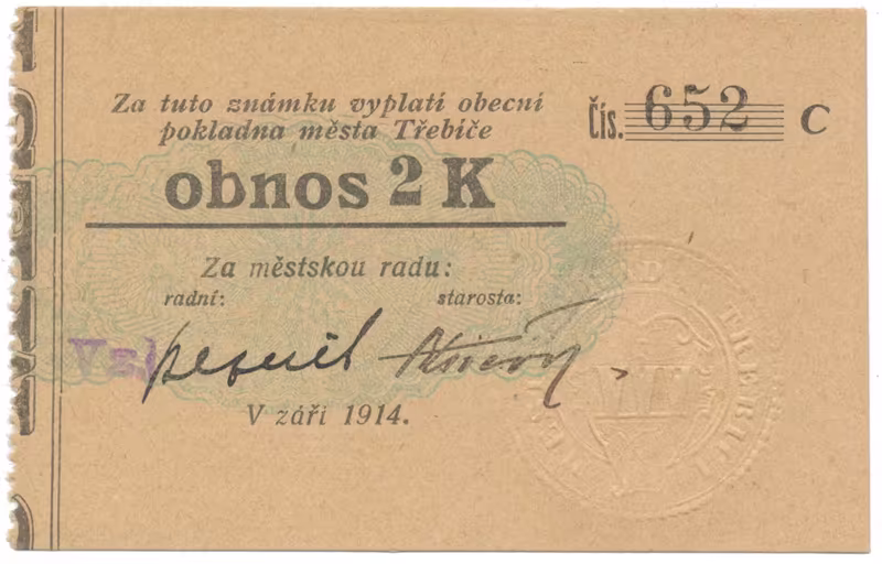 Třebíč - město, 2 K září 1914, silnější K, HH.223.5.11b1