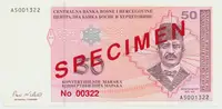 Bosna a Hercegovina, 50 Konvert. Marka (1998), anulát - SPECIMEN, P.67s