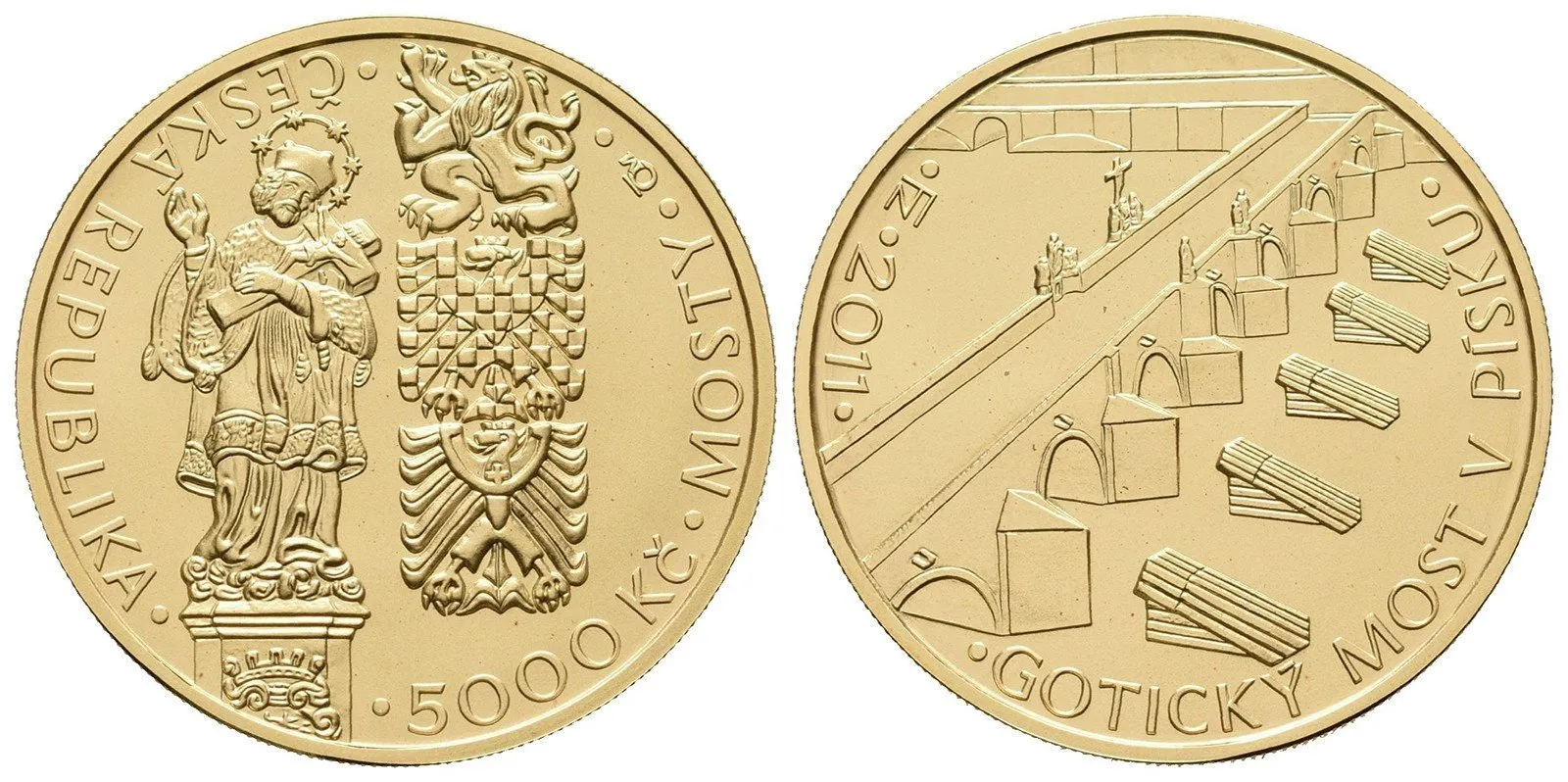 5000 Kč 2011 - Gotický most v Písku, bez certifikátu