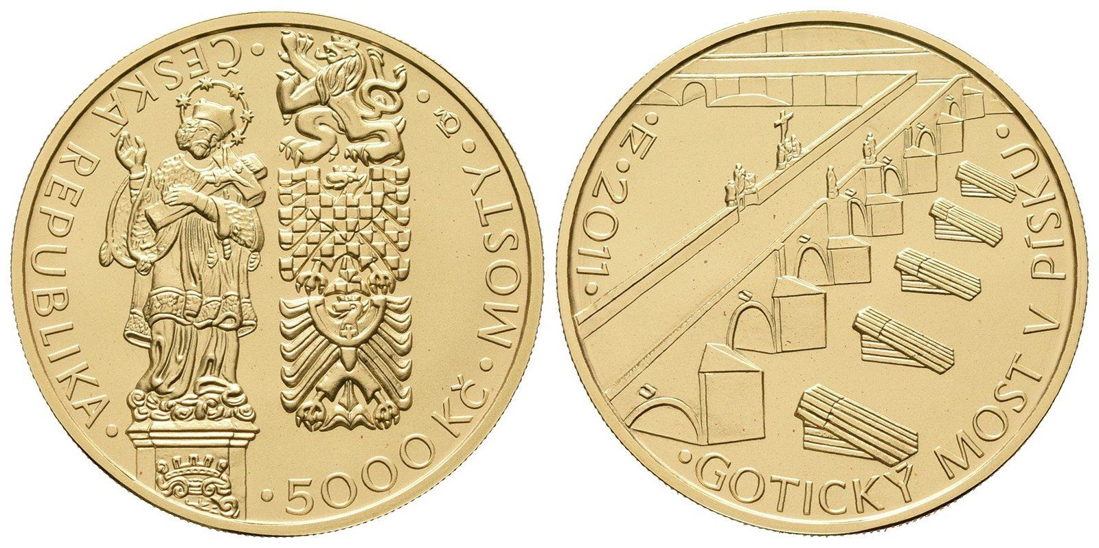 5000 Kč 2011 - Gotický most v Písku, bez certifikátu