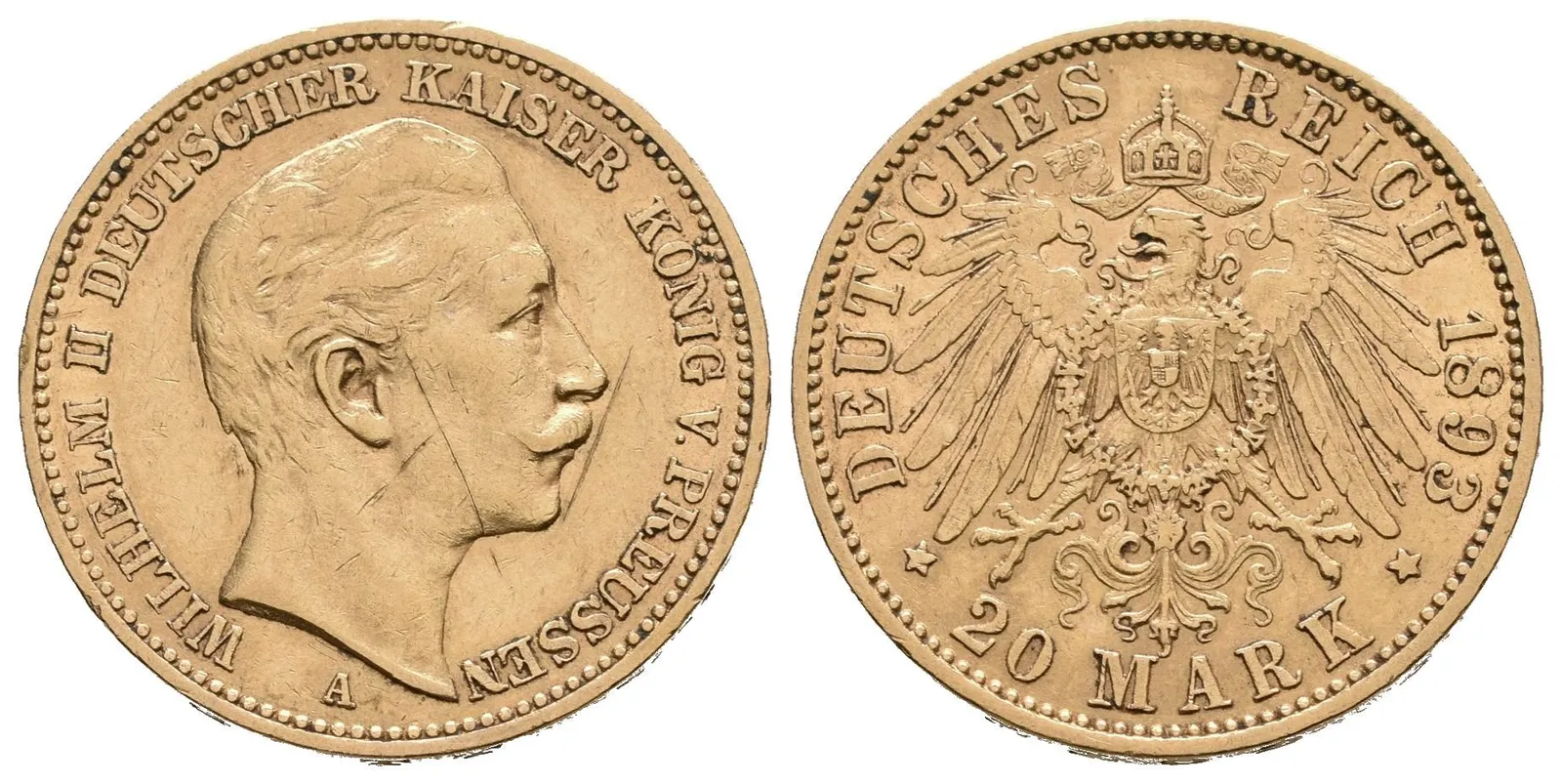 20 Marka 1893 A, J.252, škr. na Av. a drobné hranky — 1