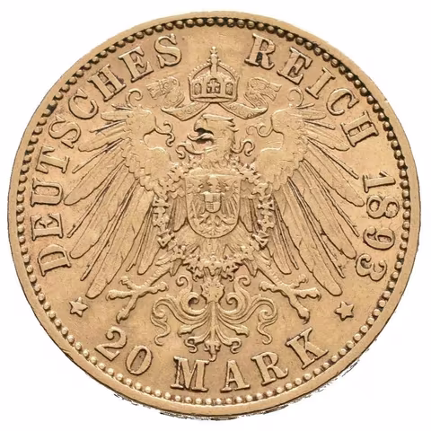 20 Marka 1893 A, J.252, škr. na Av. a drobné hranky