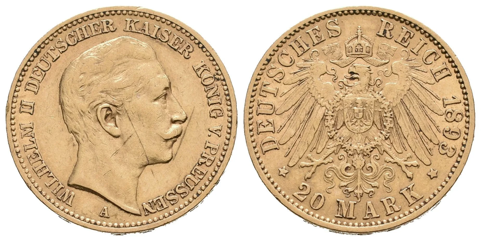 20 Marka 1893 A, J.252, škr. na Av. a drobné hranky — 1