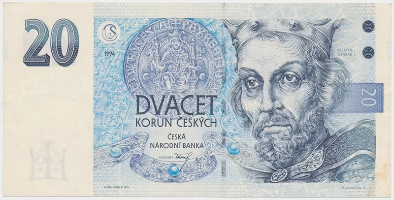 Česká republika, 20 Koruna 1994, série B (proužek vpravo), Hej.CZ13aB, BHK.CZ10a