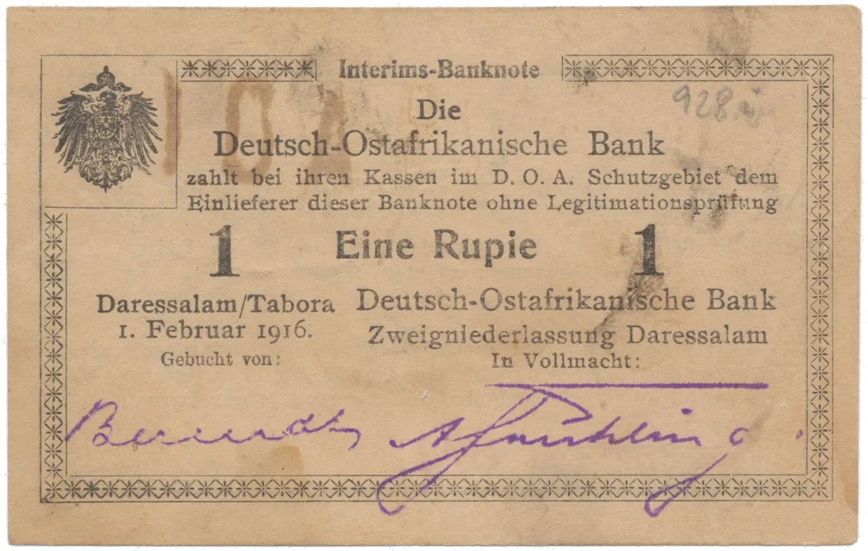 Německá Východní Afrika, 1 Rupie 1. 2. 1916, série O2, R.928i