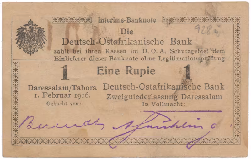 Německá Východní Afrika, 1 Rupie 1. 2. 1916, série O2, R.928i