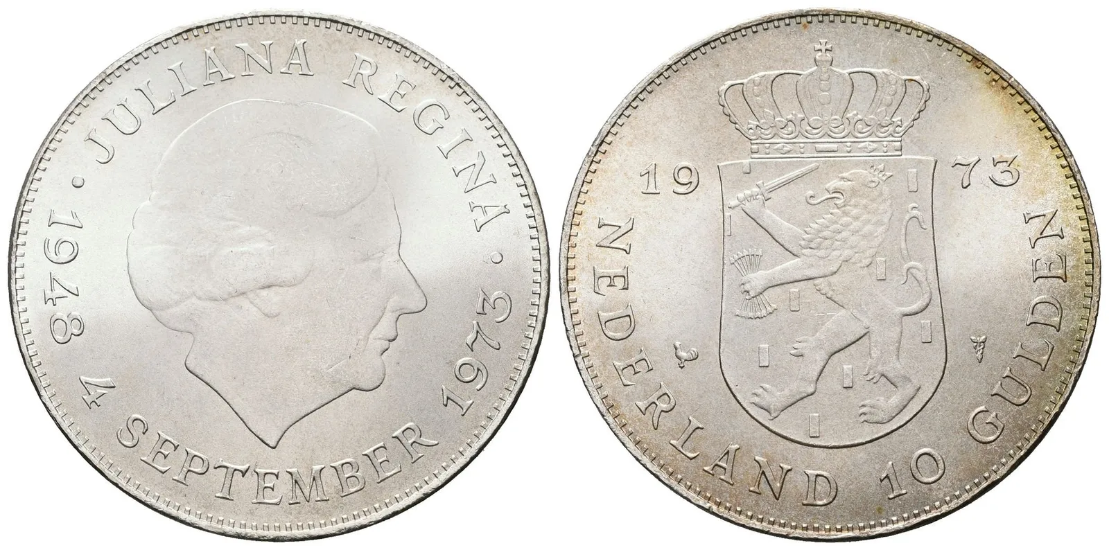 Nizozemí, 10 Gulden 1973