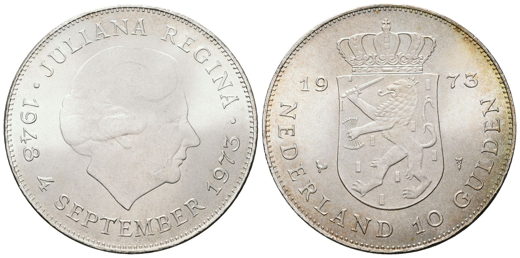 Nizozemí, 10 Gulden 1973