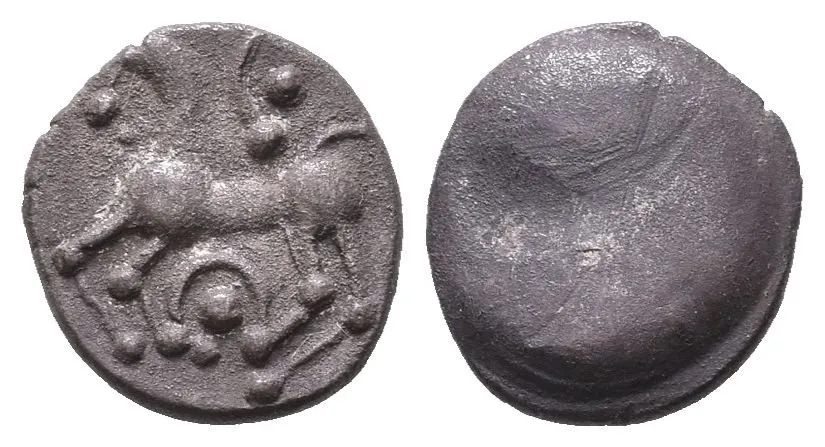 AR Obol, typ Němčice/Roseldorf II, Hladký hrbol / Koník zleva, pod nohama — 1