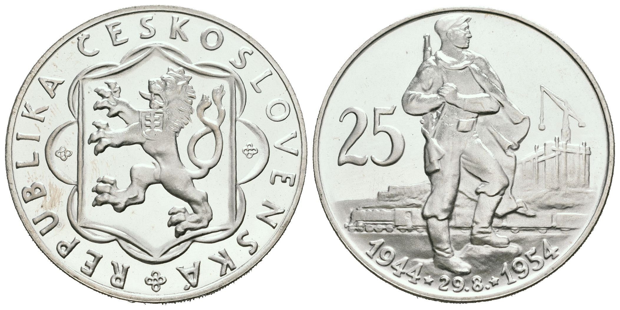 25 Kčs 1954 - 10. výročí SNP, PROOF