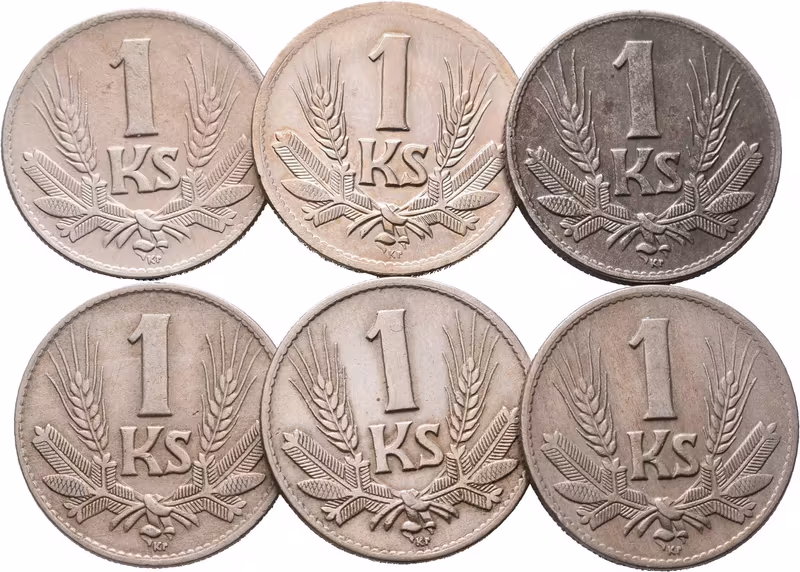 1 Koruna 1940 - 1945 včetně variant