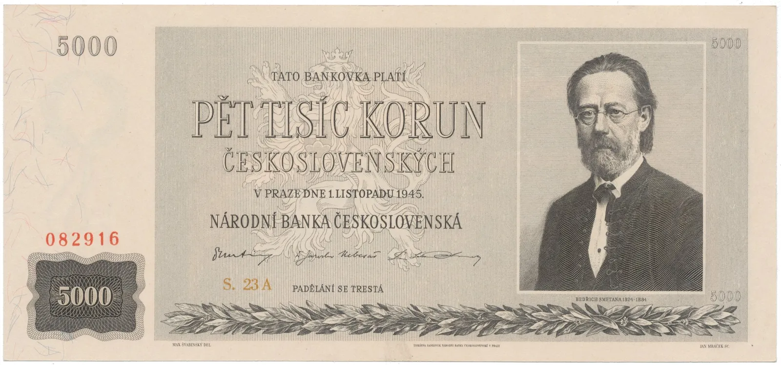 5000 Koruna 1945, Hej.80a