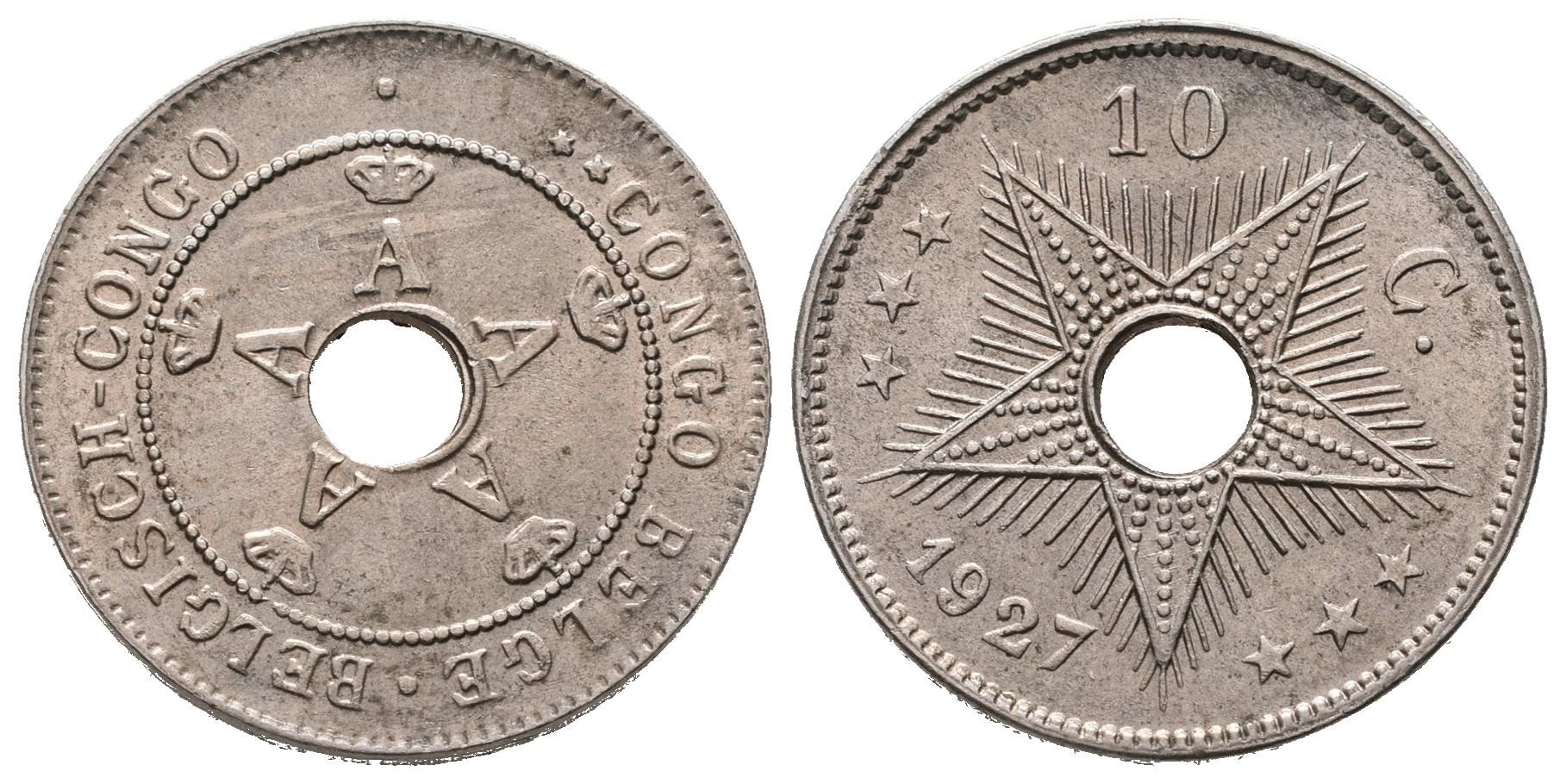 Belgické Kongo, 10 Centimes 1927