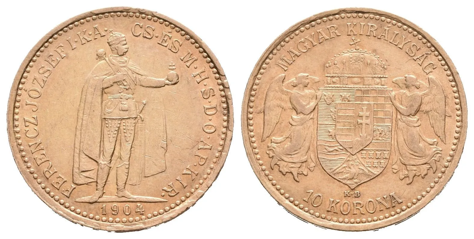 10 Koruna 1904 KB, pěkná zachovalost, patina, zbytky lesku, drobné rysky — 1