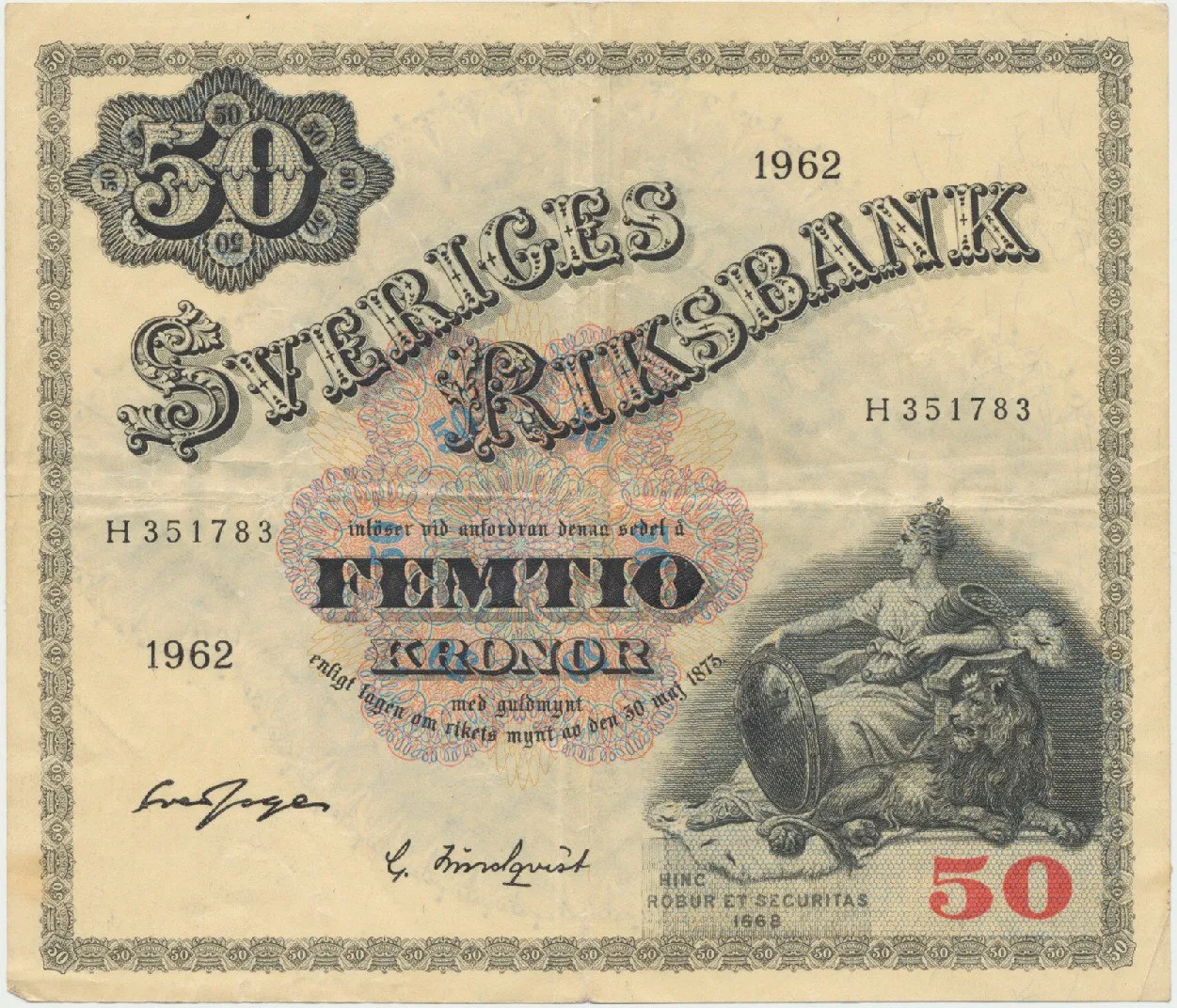 Švédsko, 50 Kronor 1962, P.47d