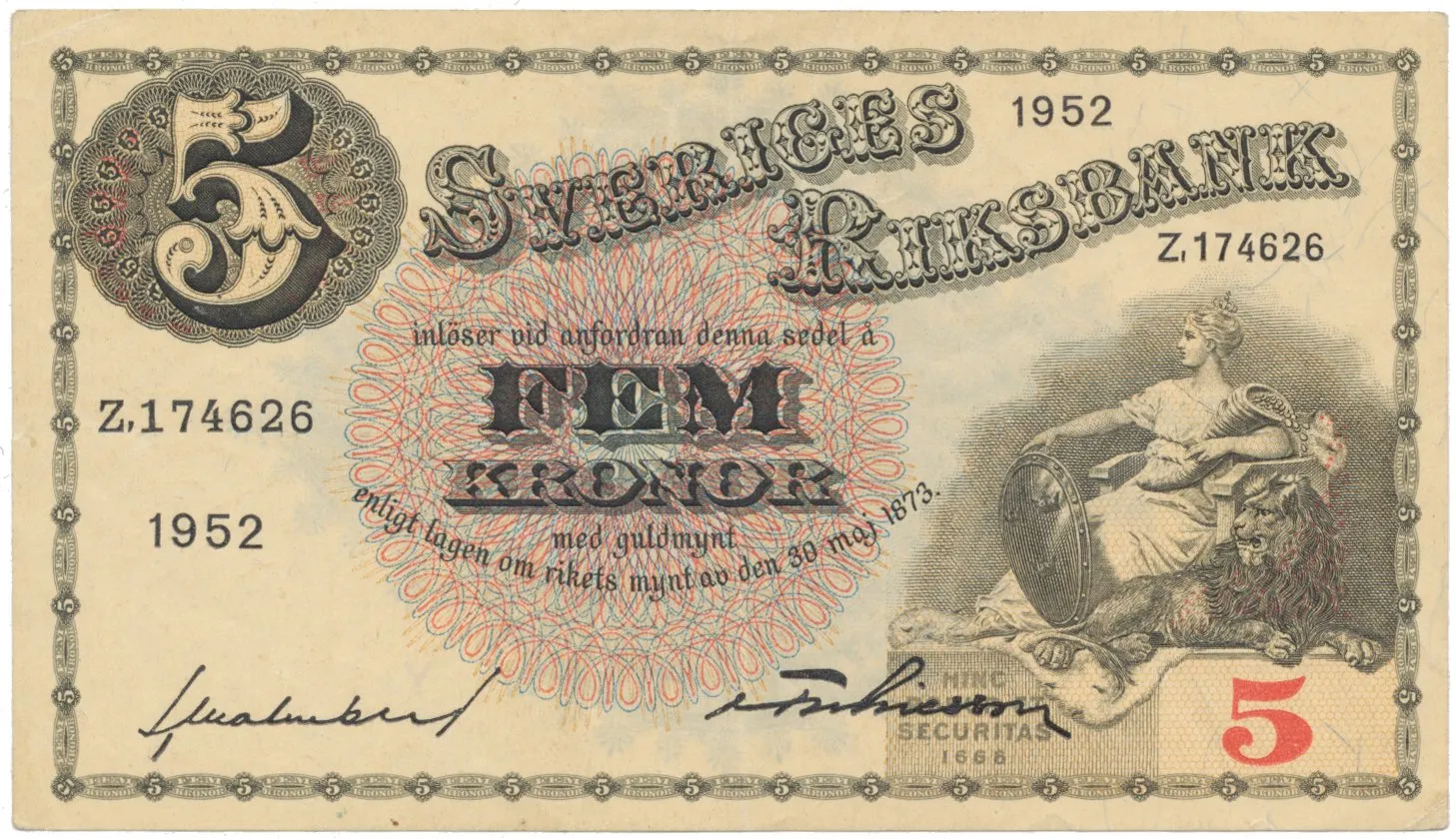 Švédsko, 5 Kronor 1952, P.33ai