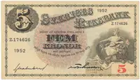 Švédsko, 5 Kronor 1952, P.33ai