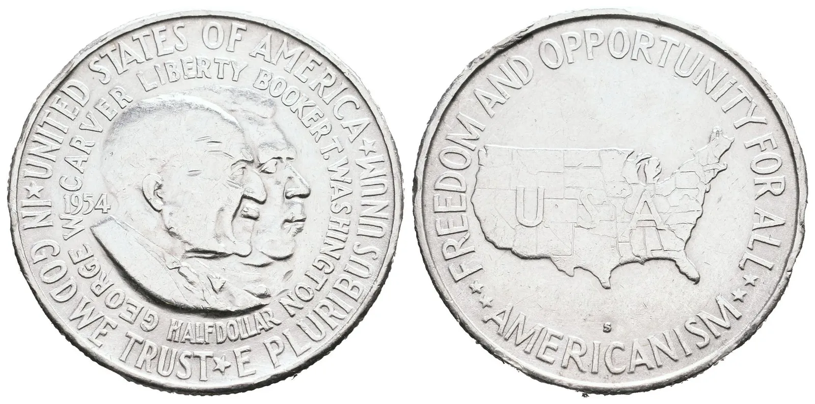 USA, 1/2 Dollar 1952 - Booker T. Washington a George Washington Carver