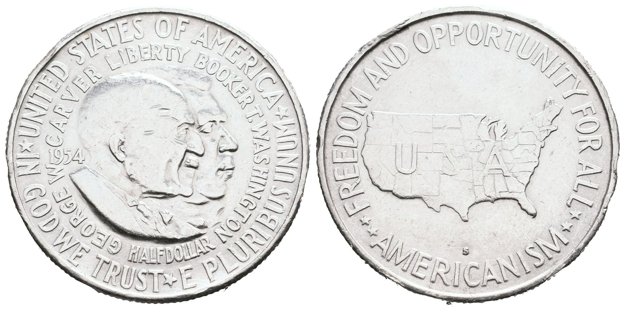 USA, 1/2 Dollar 1952 - Booker T. Washington a George Washington Carver
