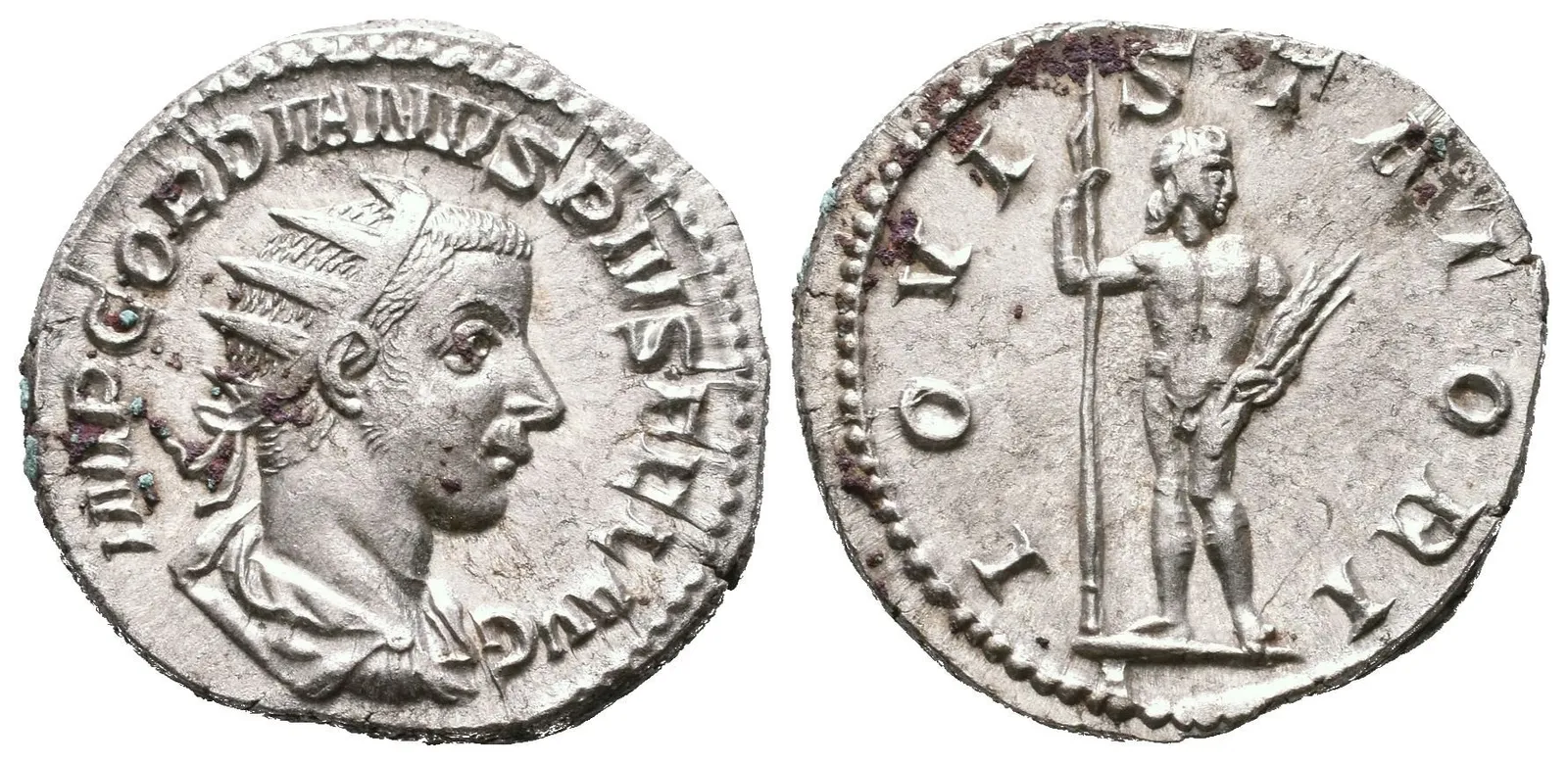 Antoninian, 241 - 243, Rv: IOVI STATORI, stojící Jupiter čelně hledí doprava, drží — 1