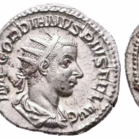 Antoninian, 241 - 243, Rv: IOVI STATORI, stojící Jupiter čelně hledí doprava, drží