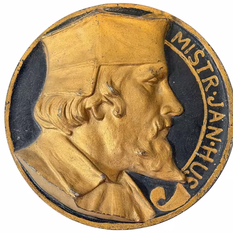 AE Plaketa 1895 - Jan Hus. K národopisné výstavě Českoslovanské