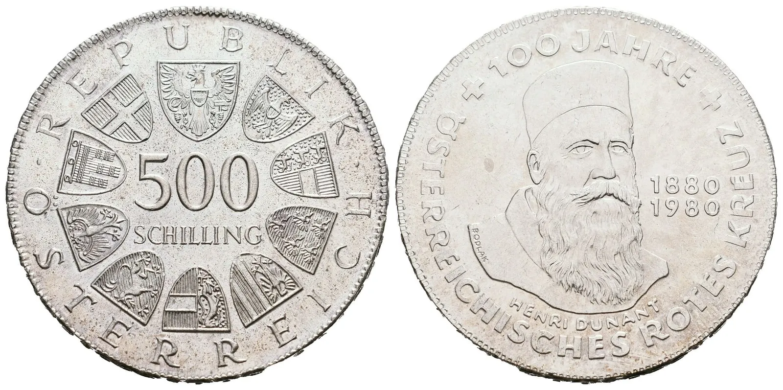 Rakousko, 500 Schilling 1980 - Červený kříž