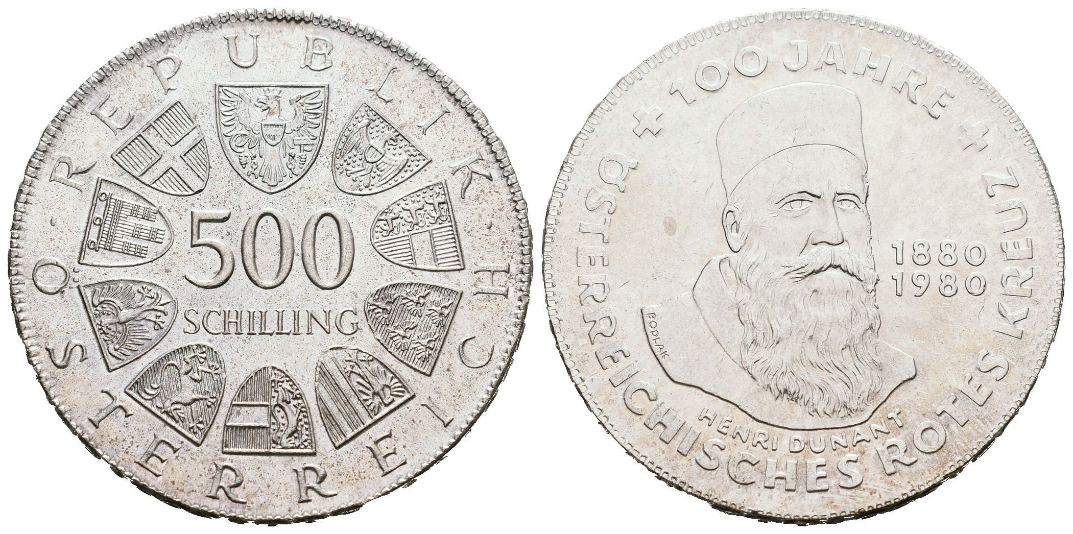 Rakousko, 500 Schilling 1980 - Červený kříž
