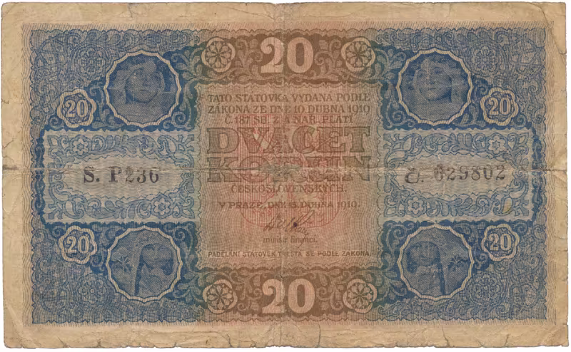 Československo, 20 Koruna 1919, serie P, Hej.10a