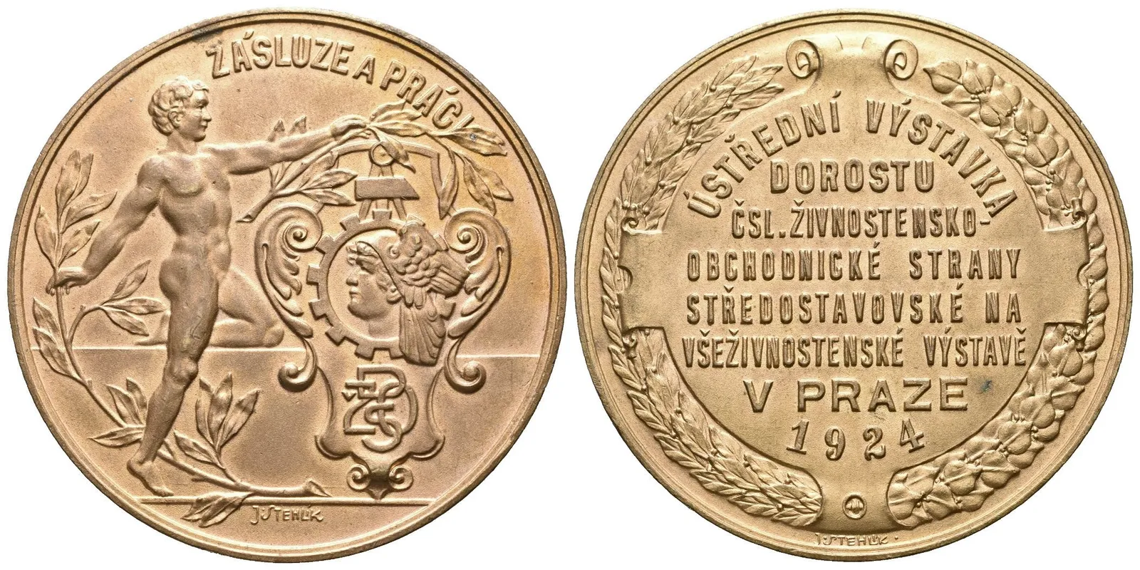 AE Medaile 1924 (Stehlík) - Ústřední výstava dorostu Čsl. živnostensko-obchodnické strany — 1
