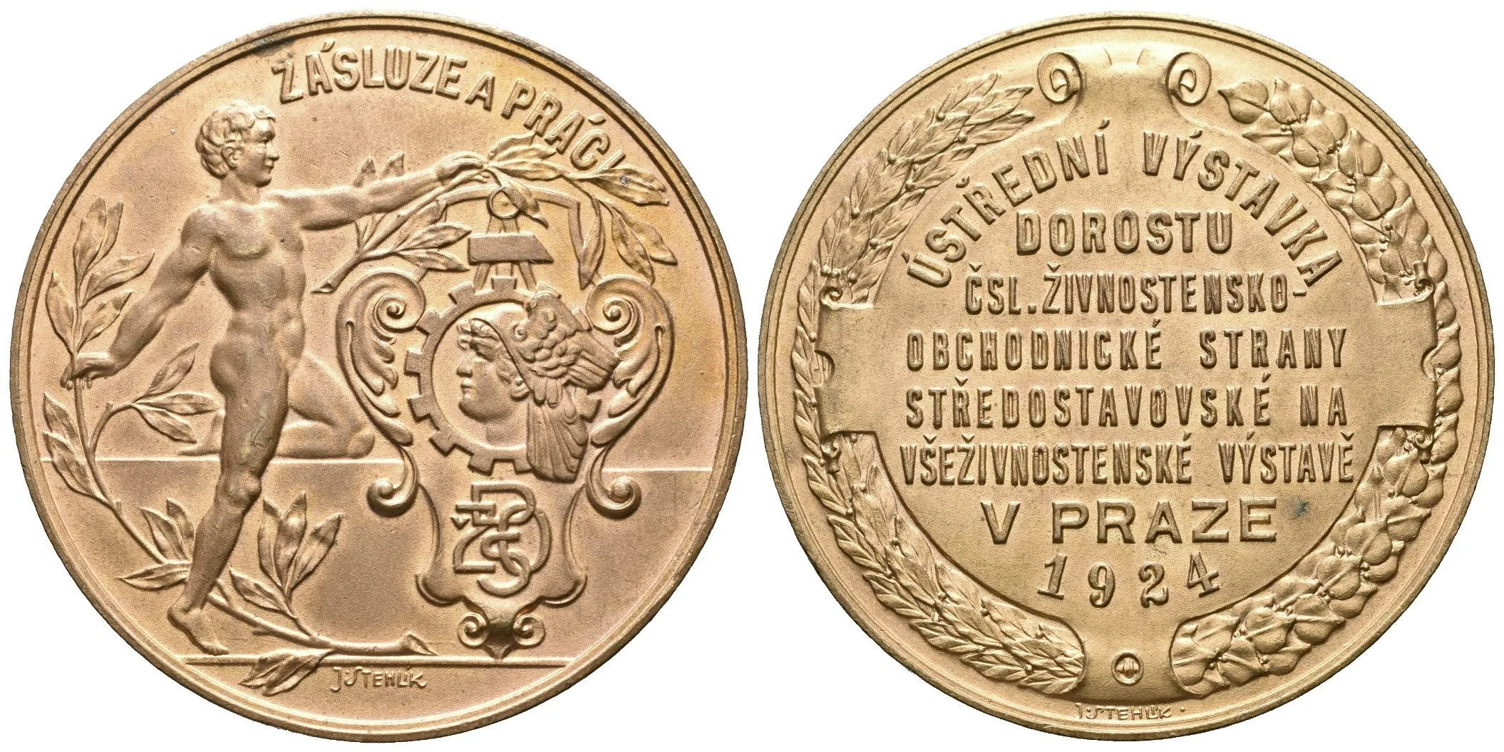 AE Medaile 1924 (Stehlík) - Ústřední výstava dorostu Čsl. živnostensko-obchodnické strany — 1