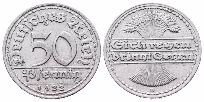 Výmar, 50 Pfennig 1922 D