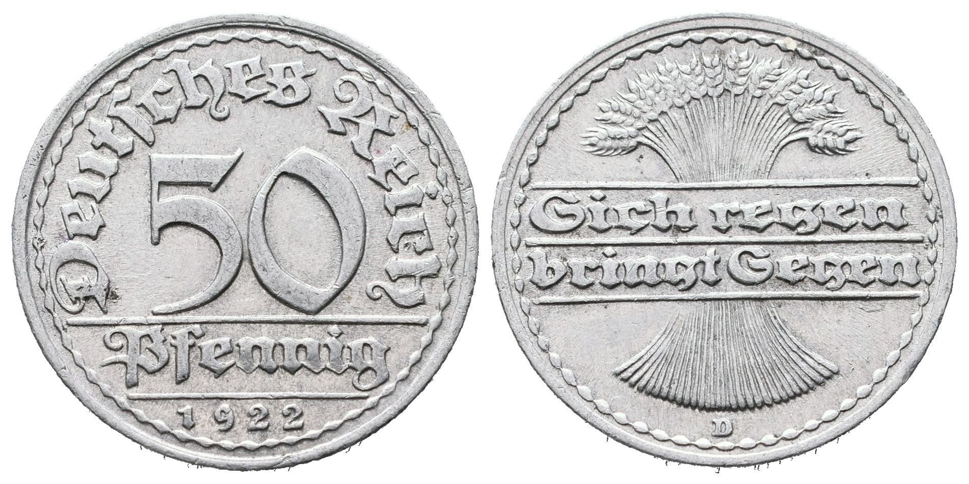 Výmar, 50 Pfennig 1922 D