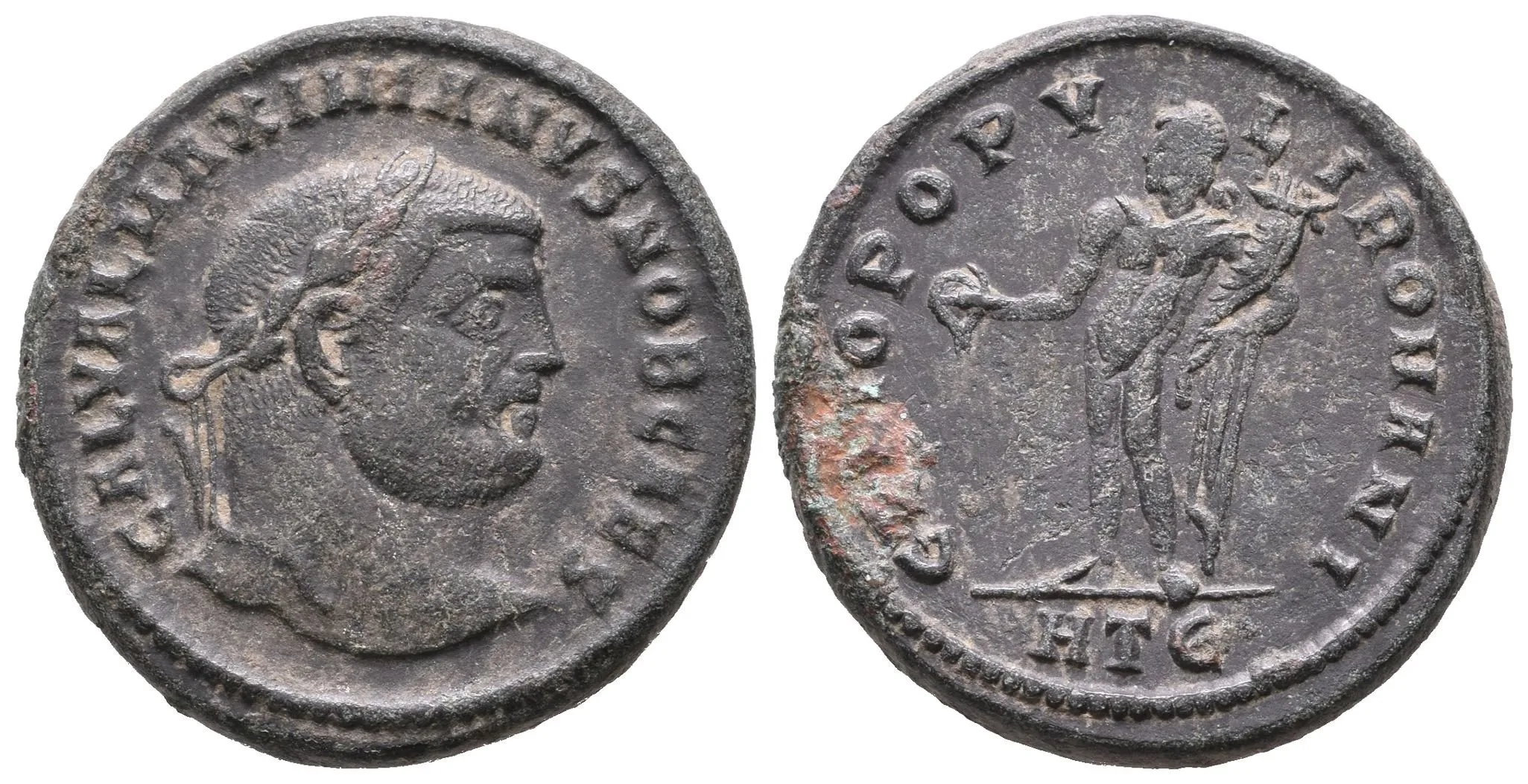 Follis, Heraclea, 305 - 306, Rv: GENIO POPVLI ROMANI, stojící Genius zleva — 1