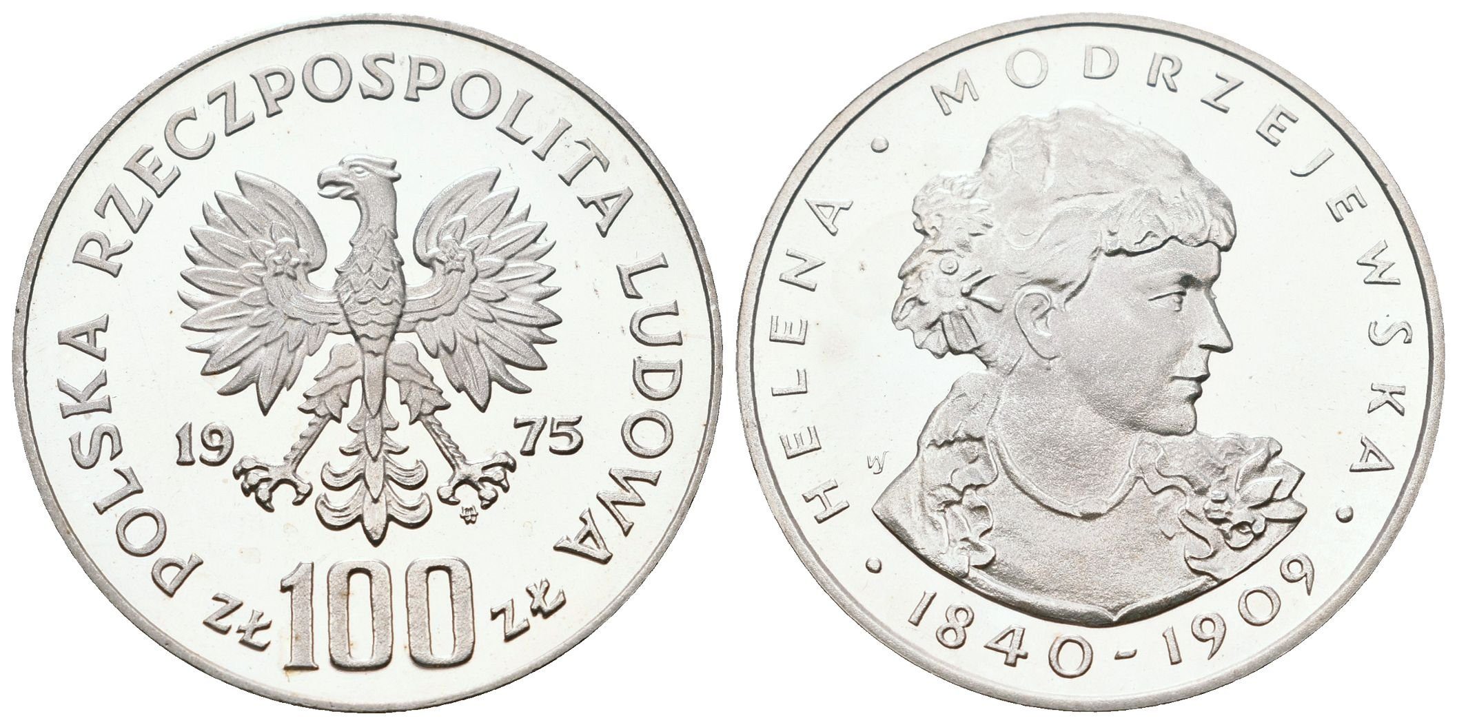 Polsko, 100 Zlotych 1975 - H. Modrzejewska