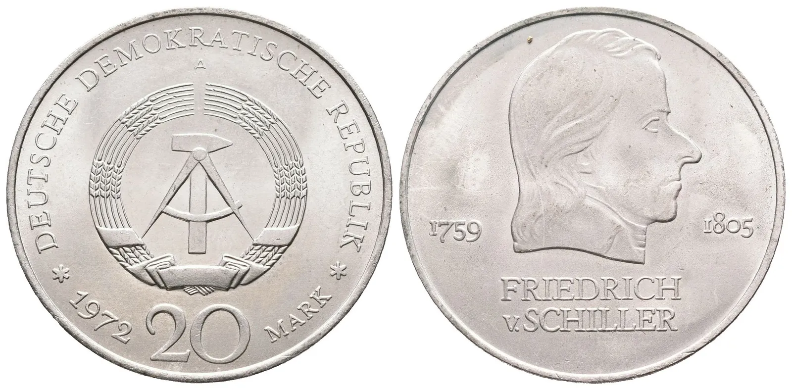 DDR, 20 Marka 1972 - Schiller